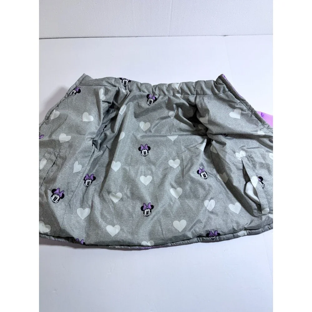 Gap Girls Puffer Jacket Purple Reversible Minnie Mouse 2T Zip Up Quilted‎